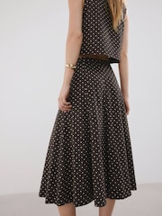 Mango Black Belted Linen Blend Midi Skirt - Image 4 of 7