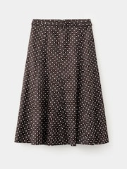 Mango Black Belted Linen Blend Midi Skirt - Image 5 of 7