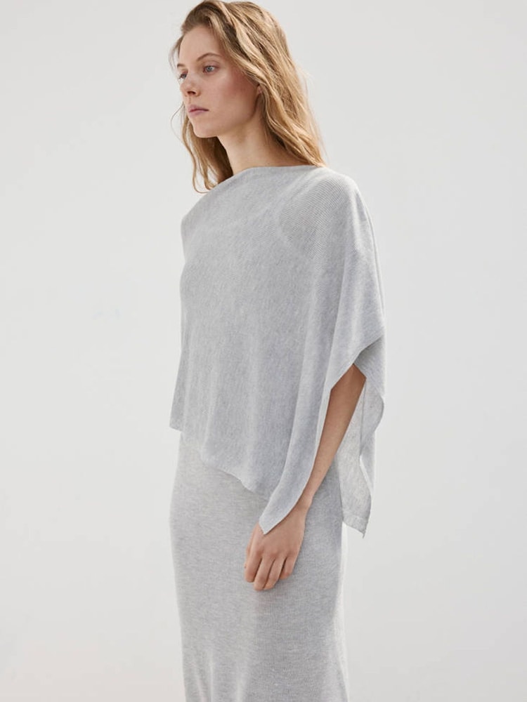 Mango Grey Fine Knit Cape Top - Image 1 of 7