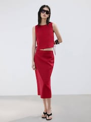 Mango Red Linen Side Tie Tank Top - Image 1 of 5