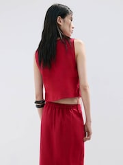 Mango Red Linen Side Tie Tank Top - Image 2 of 5