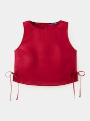 Mango Red Linen Side Tie Tank Top - Image 4 of 5