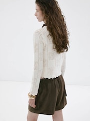 Mango Cream Crotchet Knitted Cardigan - Image 3 of 7