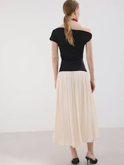 Mango Cream Fallen Shoulder Midi Dress - Image 2 of 6