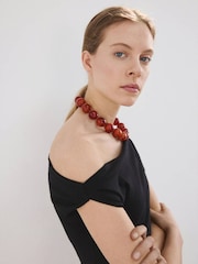 Mango Cream Fallen Shoulder Midi Dress - Image 3 of 6