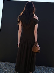 Mango Brown Fallen Shoulder Midi Dress - Image 2 of 6