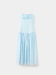 Mango Blue Strappy Ruched Detail Midi Dress - Image 5 of 7