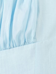 Mango Blue Strappy Ruched Detail Midi Dress - Image 6 of 7