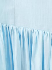 Mango Blue Strappy Ruched Detail Midi Dress - Image 7 of 7