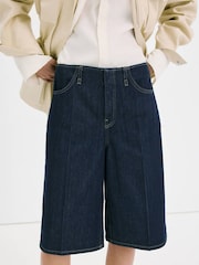 Mango Blue Waist Detail Bermuda Shorts - Image 1 of 7