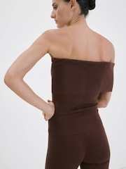 Mango Brown One Shoulder Ribbed Top - Image 3 of 7