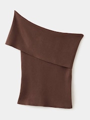 Mango Brown One Shoulder Ribbed Top - Image 5 of 7
