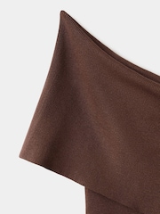 Mango Brown One Shoulder Ribbed Top - Image 6 of 7