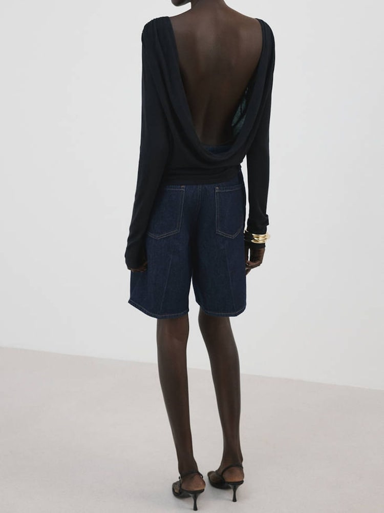 Mango Blue Denim Bermuda Shorts - Image 2 of 6