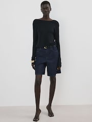 Mango Blue Denim Bermuda Shorts - Image 4 of 6