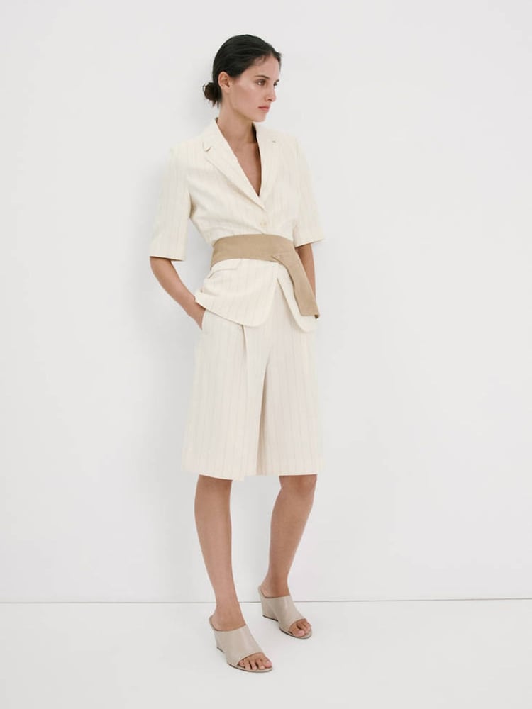 Mango Cream Short Sleeve Suit Jacket - Image 1 of 7