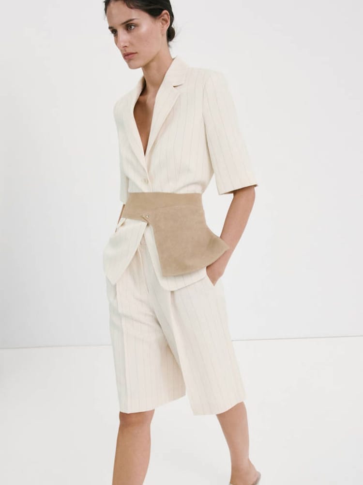 Mango Cream Short Sleeve Suit Jacket - Image 2 of 7