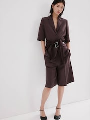 Mango Purple Short Sleve Tie Waist Blazer - Image 1 of 7