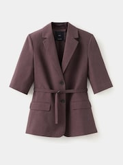 Mango Purple Short Sleve Tie Waist Blazer - Image 5 of 7