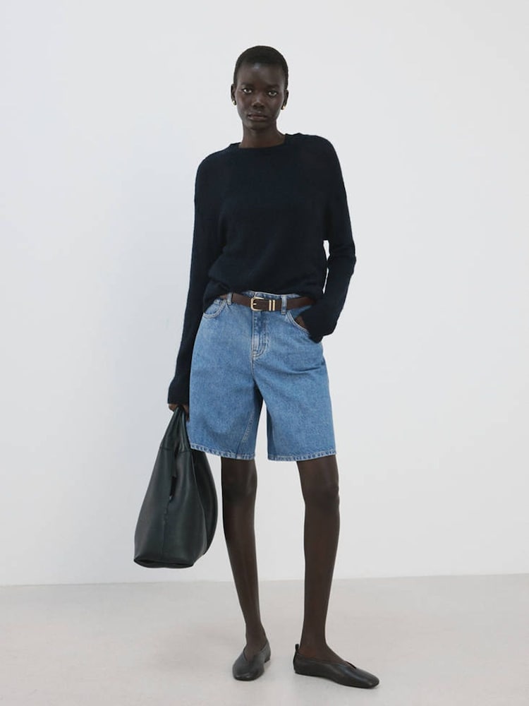 Mango Blue Denim Bermuda Shorts - Image 2 of 7
