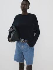 Mango Blue Denim Bermuda Shorts - Image 3 of 7