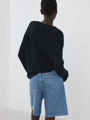 Mango Blue Denim Bermuda Shorts - Image 4 of 7