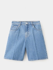 Mango Blue Denim Bermuda Shorts - Image 5 of 7