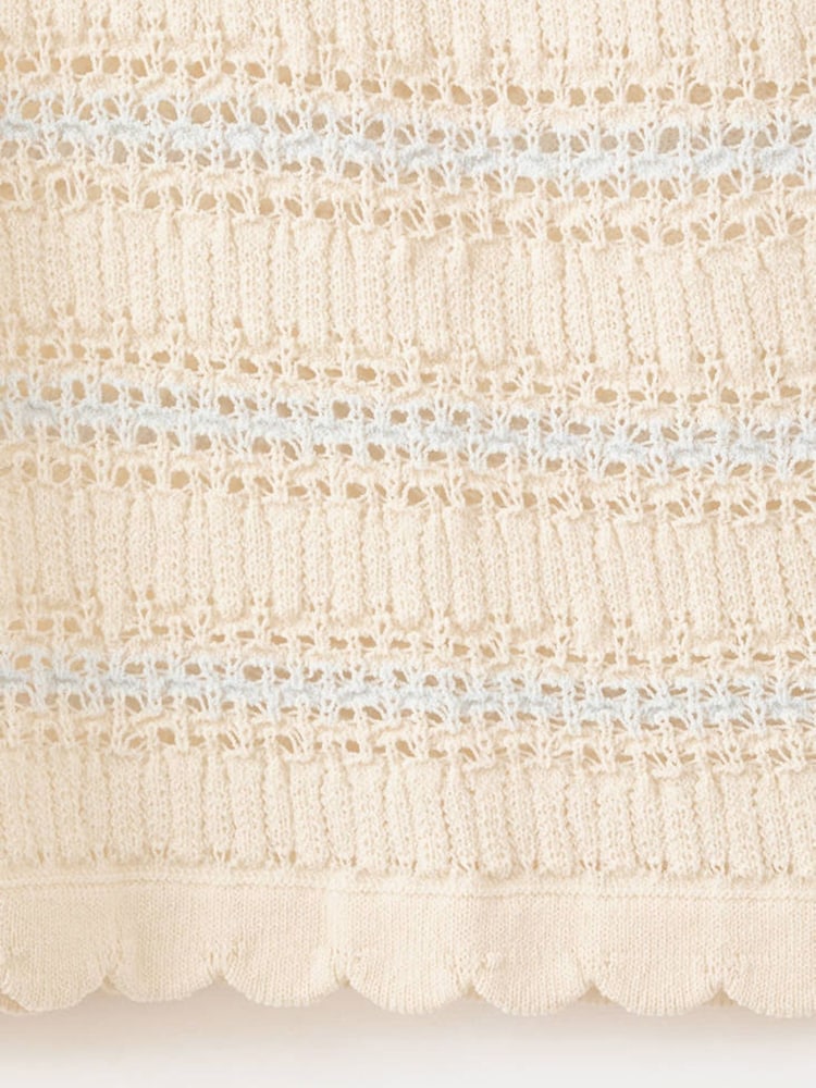 Mango Cream Crotchet Knit Polo Top - Image 3 of 3
