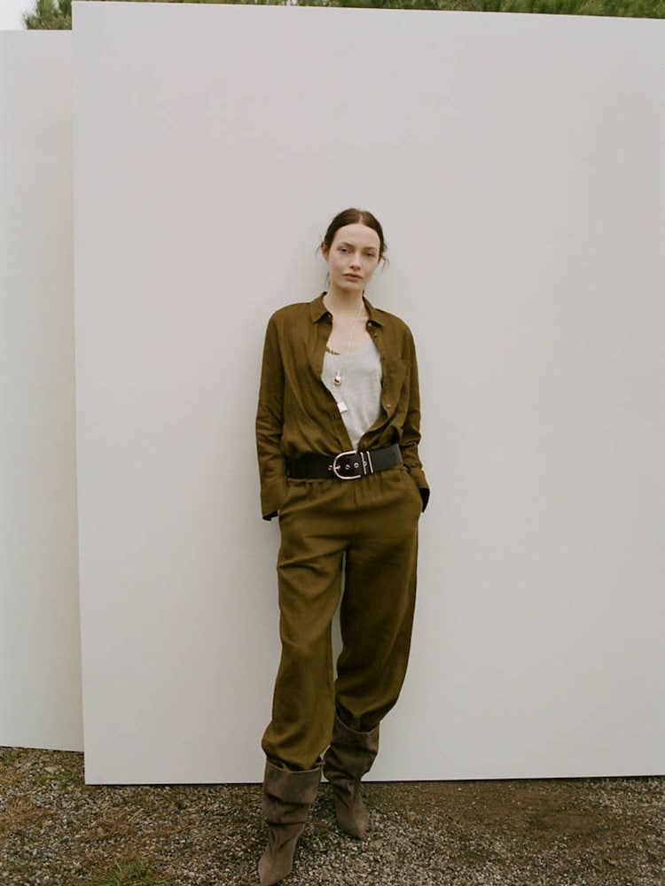 Mango Green Womens Linen Shirt - Image 2 of 7