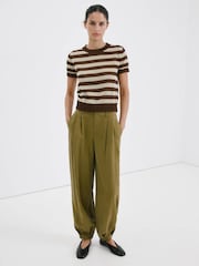 Mango Brown Short Sleeve Knitted Top - Image 1 of 7
