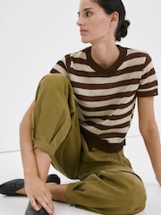 Mango Brown Short Sleeve Knitted Top - Image 2 of 7
