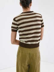 Mango Brown Short Sleeve Knitted Top - Image 3 of 7