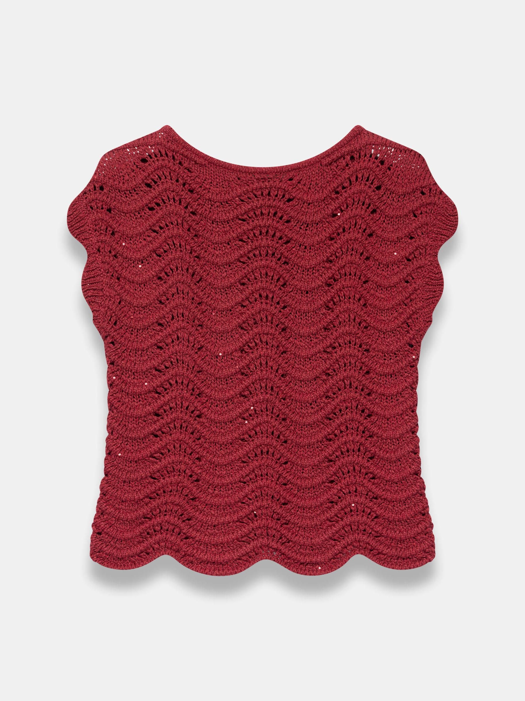 Buy Mint Velvet Red Metallic Crochet Knit Top from Next USA