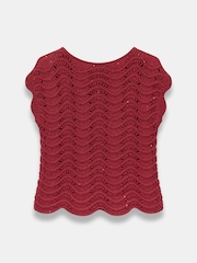 Roșu - Mint Velvet Metallic Crochet Knit Top - Imaginea 8 din 8