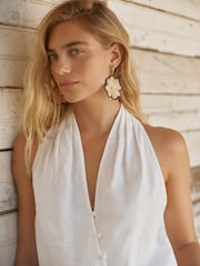 Mint Velvet White Linen Halter Top - Image 2 of 7