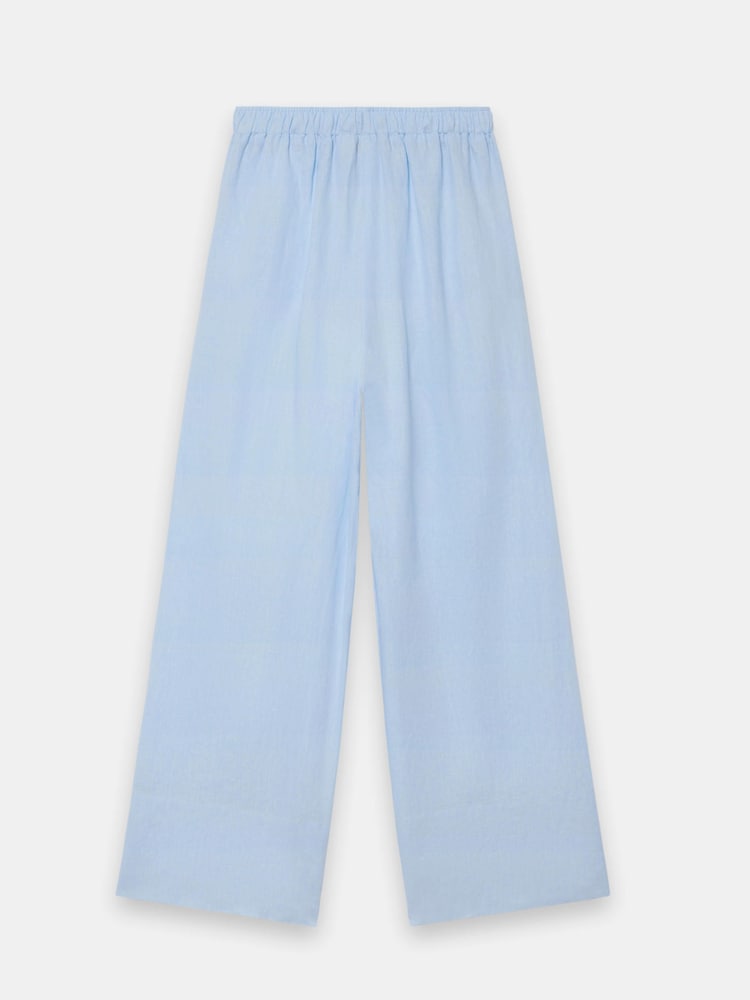 Mint Velvet Sky Blue Linen Drawstring Wide Leg Trousers - Image 6 of 6 Mint Velvet Sky Blue Linen Drawstring Wide Leg Trousers - Image 6 of 6