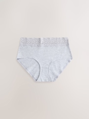 Black/White/Grey Midi Cotton and Lace Knickers 7 Pack - Image 3 of 10