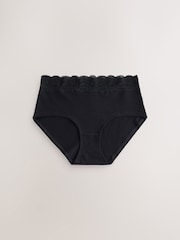 Black/White/Grey Midi Cotton and Lace Knickers 7 Pack - Image 6 of 10