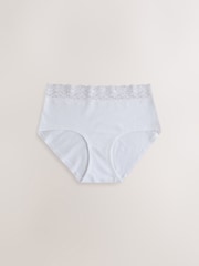 Black/White/Grey Midi Cotton and Lace Knickers 7 Pack - Image 7 of 10