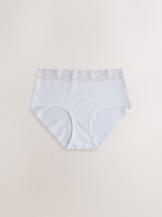 Black/White/Grey Midi Cotton and Lace Knickers 7 Pack - Image 8 of 10