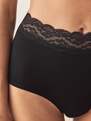 Black/White/Grey Full Brief Cotton and Lace Knickers 7 Pack - Image 5 of 10