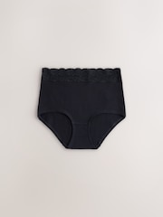 Black/White/Grey Full Brief Cotton and Lace Knickers 7 Pack - Image 6 of 10