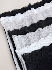 Black/White/Grey Full Brief Cotton and Lace Knickers 7 Pack - Image 9 of 10