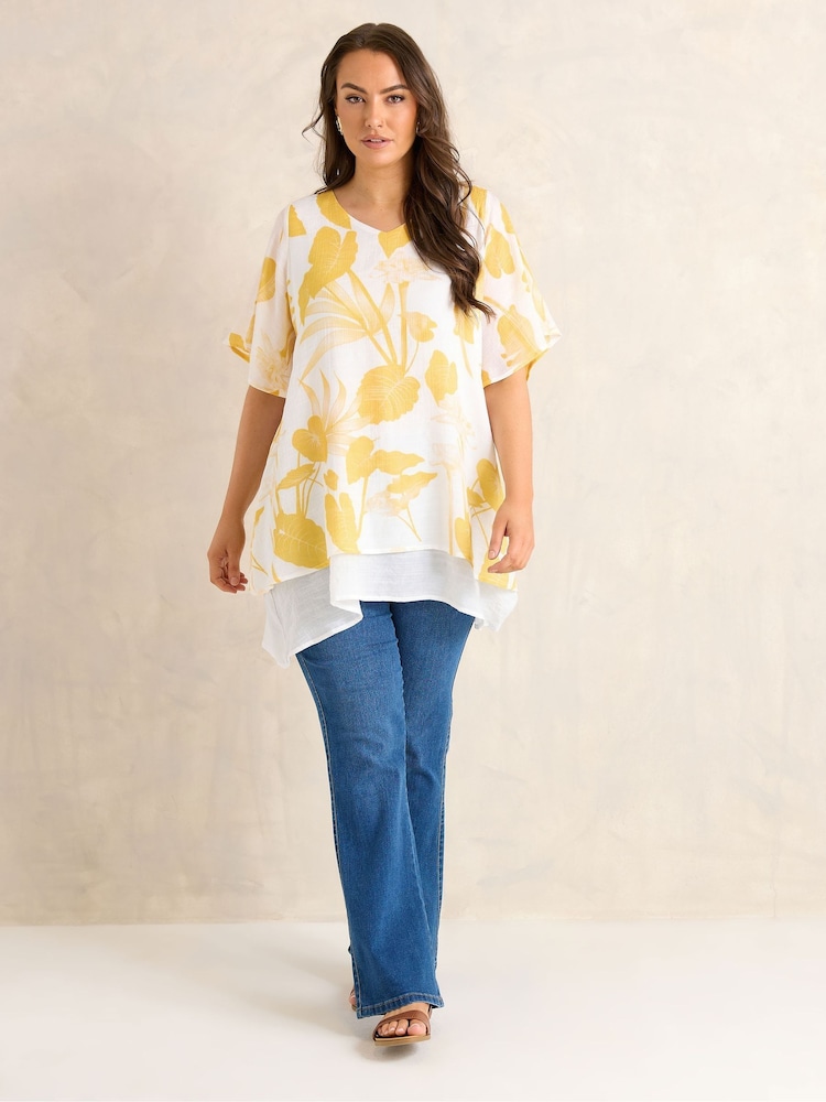 Evans Yellow Double Layer Angel Sleeve Top - Image 2 of 5