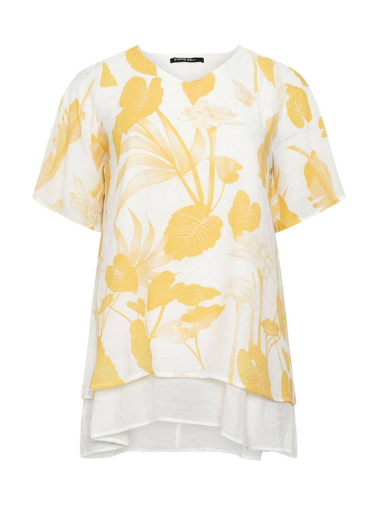 Evans Yellow Double Layer Angel Sleeve Top - Image 5 of 5