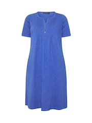 Evans Blue Short Sleeve Knee Length Henley Dress - Image 5 of 5