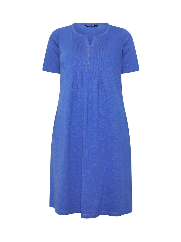 Evans Blue Short Sleeve Knee Length Henley Dress - Image 5 of 5 Evans Blue Short Sleeve Knee Length Henley Dress - Image 5 of 5