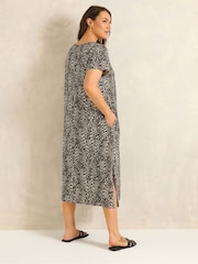 Evans Black Short Sleeve Slub Jersey Dress - Image 3 of 5