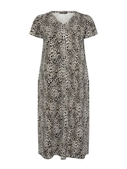 Evans Black Short Sleeve Slub Jersey Dress - Image 5 of 5