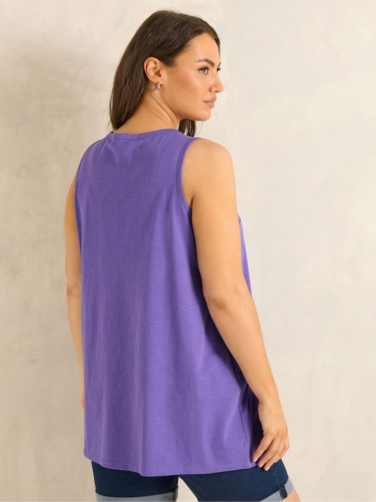 Evans Purple Sleeveless Henley Top - Image 2 of 5